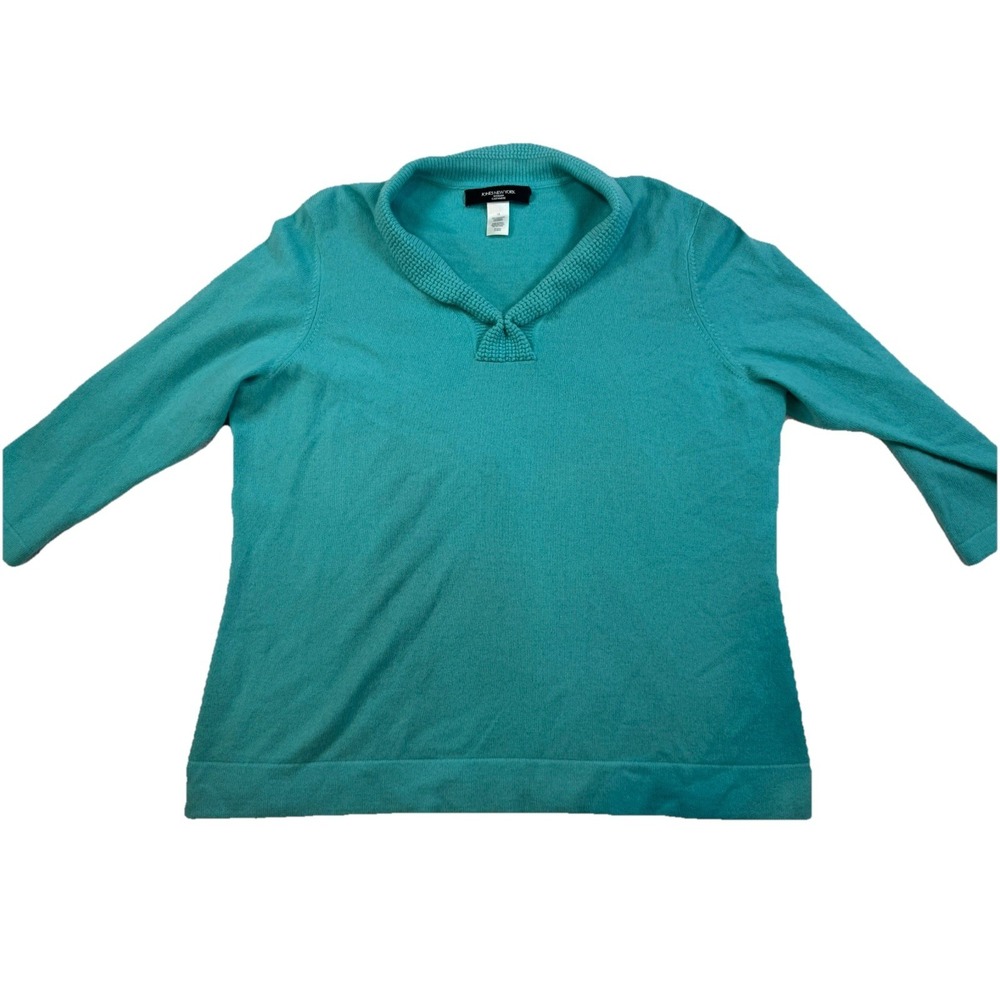 Jones New‎ York Women's  Long Sleeve Teal 100% Cashmere Blouse 1X